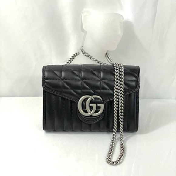 ***NEW GG  Marmont  Matelasse Black Leather Cross Body Bag - Picture 1 of 11